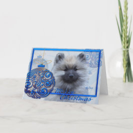 de Kerstkaart van Keeshond van het Ornament van 5 Feestdagen Kaart