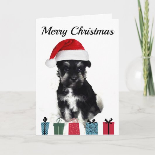 De Kerstkaart van Schnauzer Feestdagen Kaart (Voorkant)