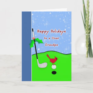 De Kerstkaart van Themed van het golf voor Opa Feestdagen Kaart