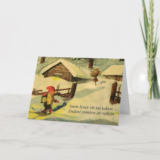 De Kerstkaart van Tomten met het gedicht van Feestdagen Kaart (Voorkant)