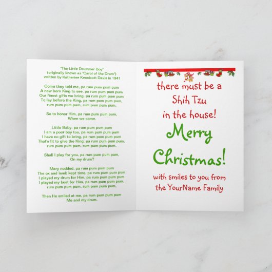 De Kerstkaart van Tzu van Shih Feestdagen Kaart (Binnen)