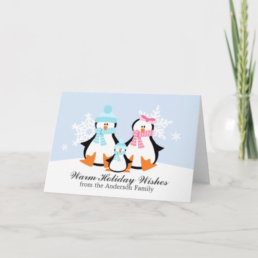 De Kerstkaarten van de Familie van de pinguïn Feestdagen Kaart (Voorkant)