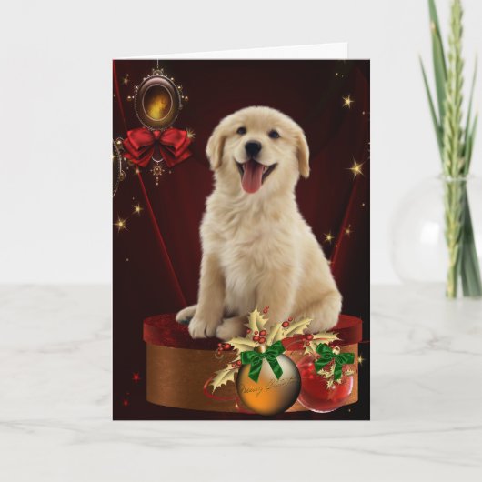 De Kerstkaarten van het Golden retriever van Feestdagen Kaart (Voorkant)
