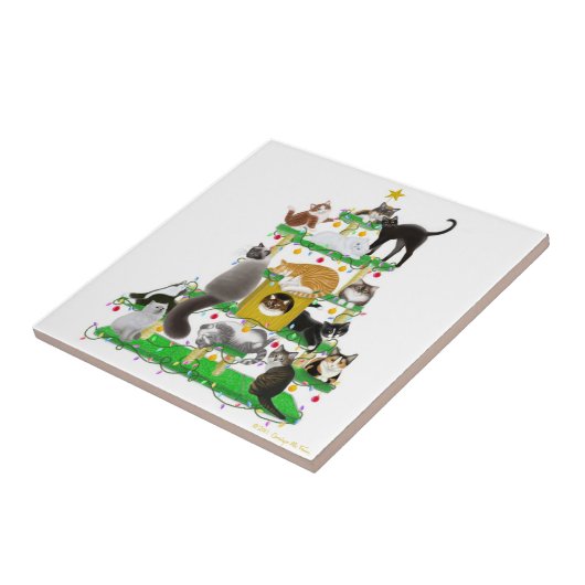 De kerstkat-boomtegel tegeltje (Zijkant)