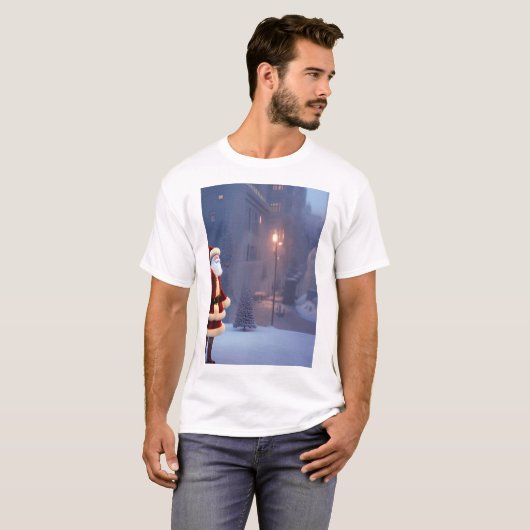 De kerstkerstkerstman in de stad. t-shirt (Voorkant volledig)