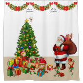 De kerstkerstman en de Elves Shower personaliseren Douchegordijn (Voorkant)