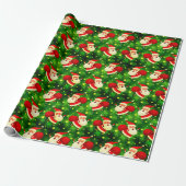De kerstkerstman komt rood en groen. cadeaupapier (Uitgerold)