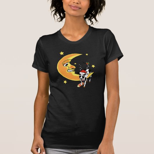De kerstkoe slonk over de maan t-shirt (Voorkant)