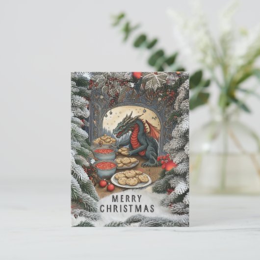 De kerstkoekjes van Dragon Briefkaart (Staand voorkant)