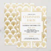 De kerstkunst van 1920 deco Gatsby Party Gold Fan Kaart (Voorkant / Achterkant)