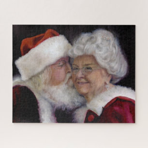 De kerstkus - kerstman die mevrouw Clause zoent Legpuzzel