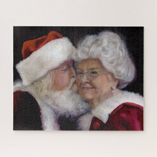 De kerstkus - kerstman die mevrouw Clause zoent Legpuzzel (Horizontaal)