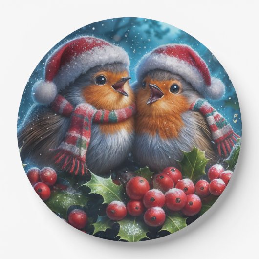 De Kerstliedjeszangers Papieren Bordje (Voorkant)