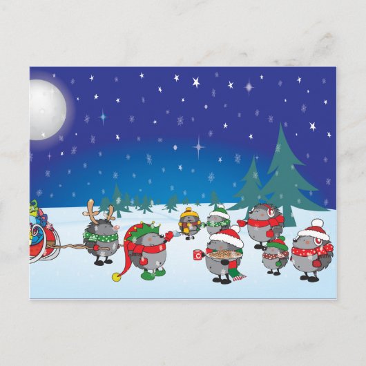 De kerstmagie van de egel feestdagenkaart (Voorkant)