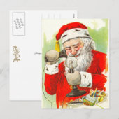 De Kerstman aan de telefoon Feestdagenkaart (Voorkant / Achterkant)