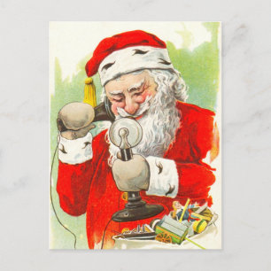 De Kerstman aan de telefoon Feestdagenkaart