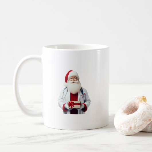 DE KERSTMAN ALS ARTS KOFFIEMOK (Met donut)