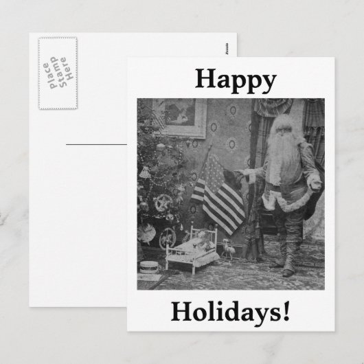 De Kerstman & Amerikaanse ca 1901 van Stereoview Feestdagenkaart (Voorkant / Achterkant)