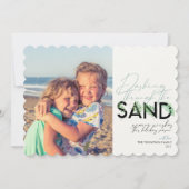 De kerstman Aqua Dashing door de zand Feestdagenkaart (Voorkant)