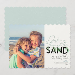 De kerstman Aqua Dashing door de zand Feestdagenkaart