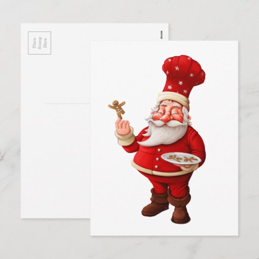 De Kerstman bakt het Man van de Peperkoek Feestdagenkaart (Voorkant / Achterkant)