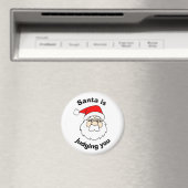 De kerstman beoordeelt je grappige kerstmis magneet (Insitu (Vaatwasser))