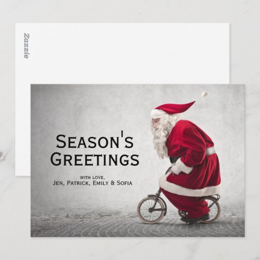 De Kerstman berijdt een Fiets Feestdagenkaart (Voorkant / Achterkant)