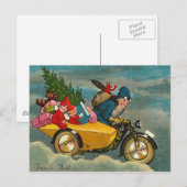 De kerstman berijdt een Motorfiets - Kerstmis Feestdagenkaart (Voorkant / Achterkant)