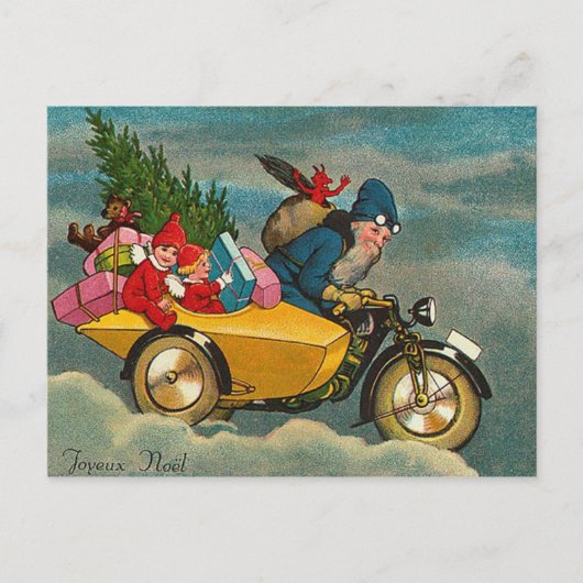 De kerstman berijdt een Motorfiets - Kerstmis Feestdagenkaart (Voorkant)