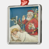 De  Kerstman bezoekt een slapend kind Metalen Ornament (Links)