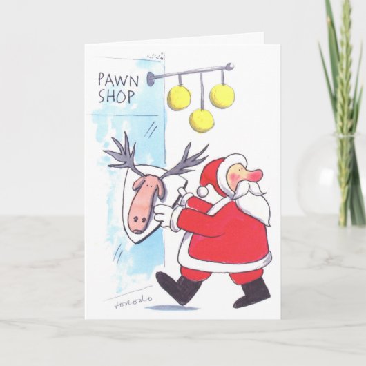 De kerstman bezoekt een Winkel van het Pand Feestdagen Kaart (Voorkant)