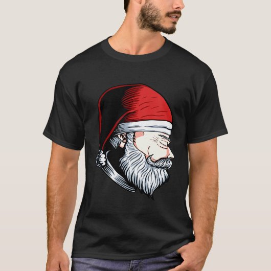 De Kerstman bidt voor ons met Pet en baard T-shirt (Voorkant)