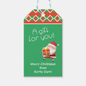 De kerstman biedt je een cadeau. cadeaulabel (Voorkant)