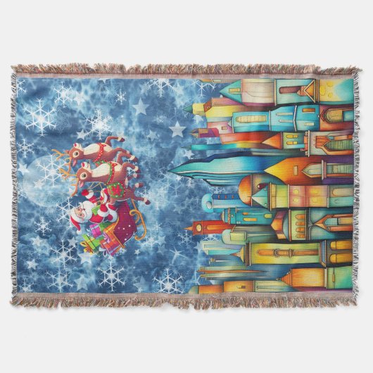 DE KERSTMAN BOVEN DE STAD DEKEN (Voorkant)