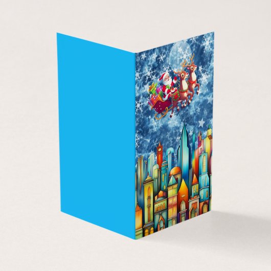 DE KERSTMAN BOVEN DE STAD KAART (Buitenkant)