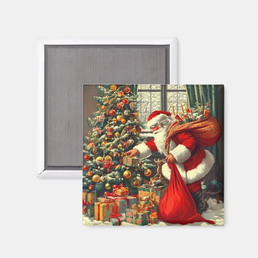 De Kerstman brengt de kinderen plezier Magneet (Voorkant / Achterkant)