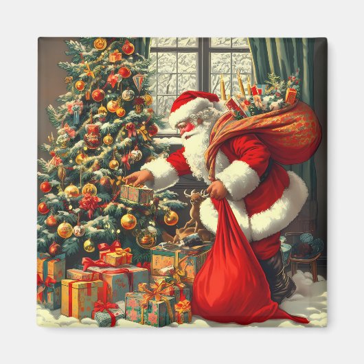 De Kerstman brengt de kinderen plezier Magneet (Voorkant)