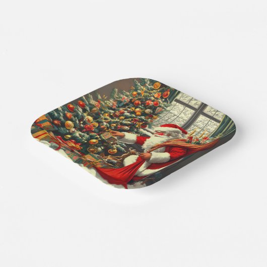 De Kerstman brengt de kinderen plezier Papieren Bordje (Gebogen)