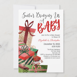 De kerstman brengt ons een Baby kerstBaby shower Kaart