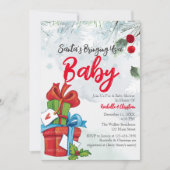 De kerstman brengt ons een Baby kerstcadeau Kaart (Voorkant)