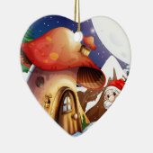 De Kerstman buiten de paddenstoel Keramisch Ornament (Rechts)