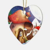 De Kerstman buiten de paddenstoel Keramisch Ornament (Links)