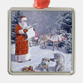 De Kerstman controleert de geschenklijst Metalen Ornament (Voorkant)