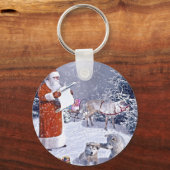 De Kerstman controleert de geschenklijst Sleutelhanger (Voorkant)