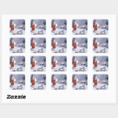 De Kerstman controleert de geschenklijst Vierkante Sticker (Vel)