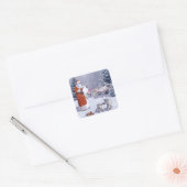 De Kerstman controleert de geschenklijst Vierkante Sticker (Envelop)