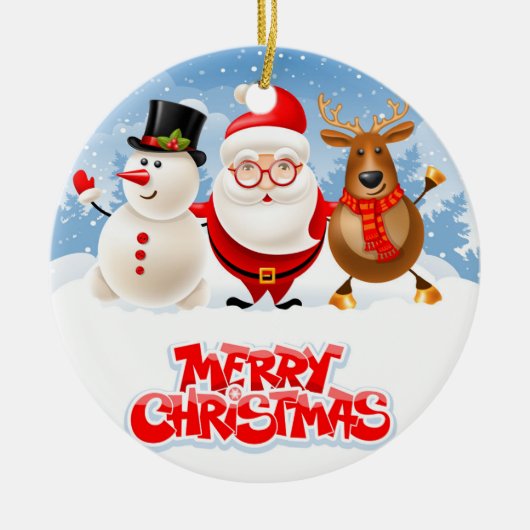 De Kerstman crew Keramisch Ornament (Voorkant)