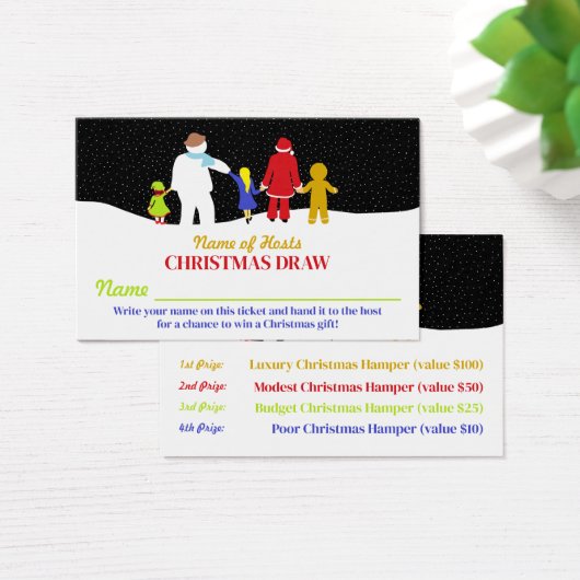 De kerstman, de kerstfeestkaartjes van de kerstpar visitekaartje (Bureau)