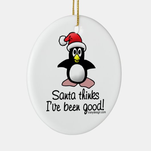 De kerstman denkt dat ik goed ben geweest. keramisch ornament (Rechts)