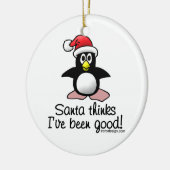 De kerstman denkt dat ik goed ben geweest. keramisch ornament (Links)